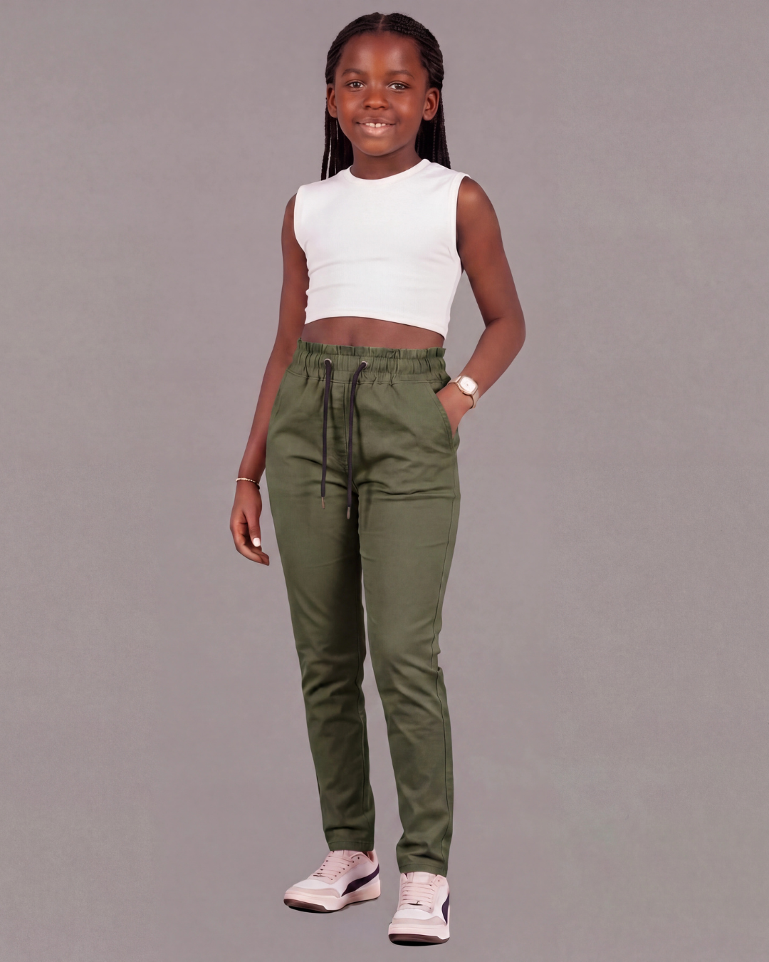 Girls’ Drawstring Chino Pants
