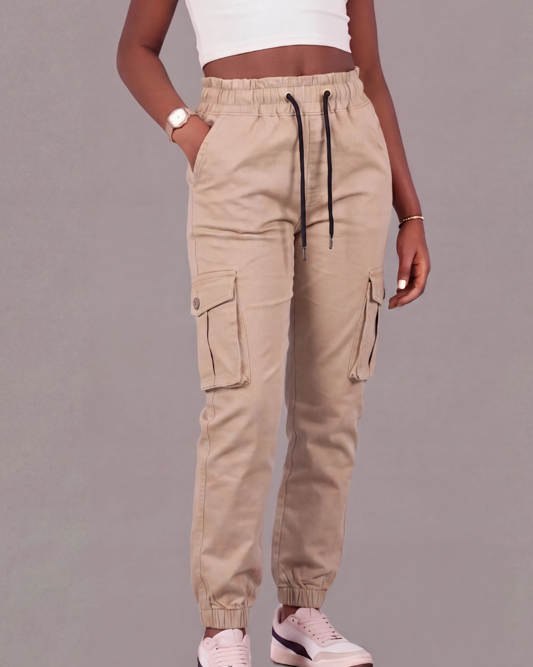 Girls’ Cotton Twill Cargo Pants — Tapered Fit