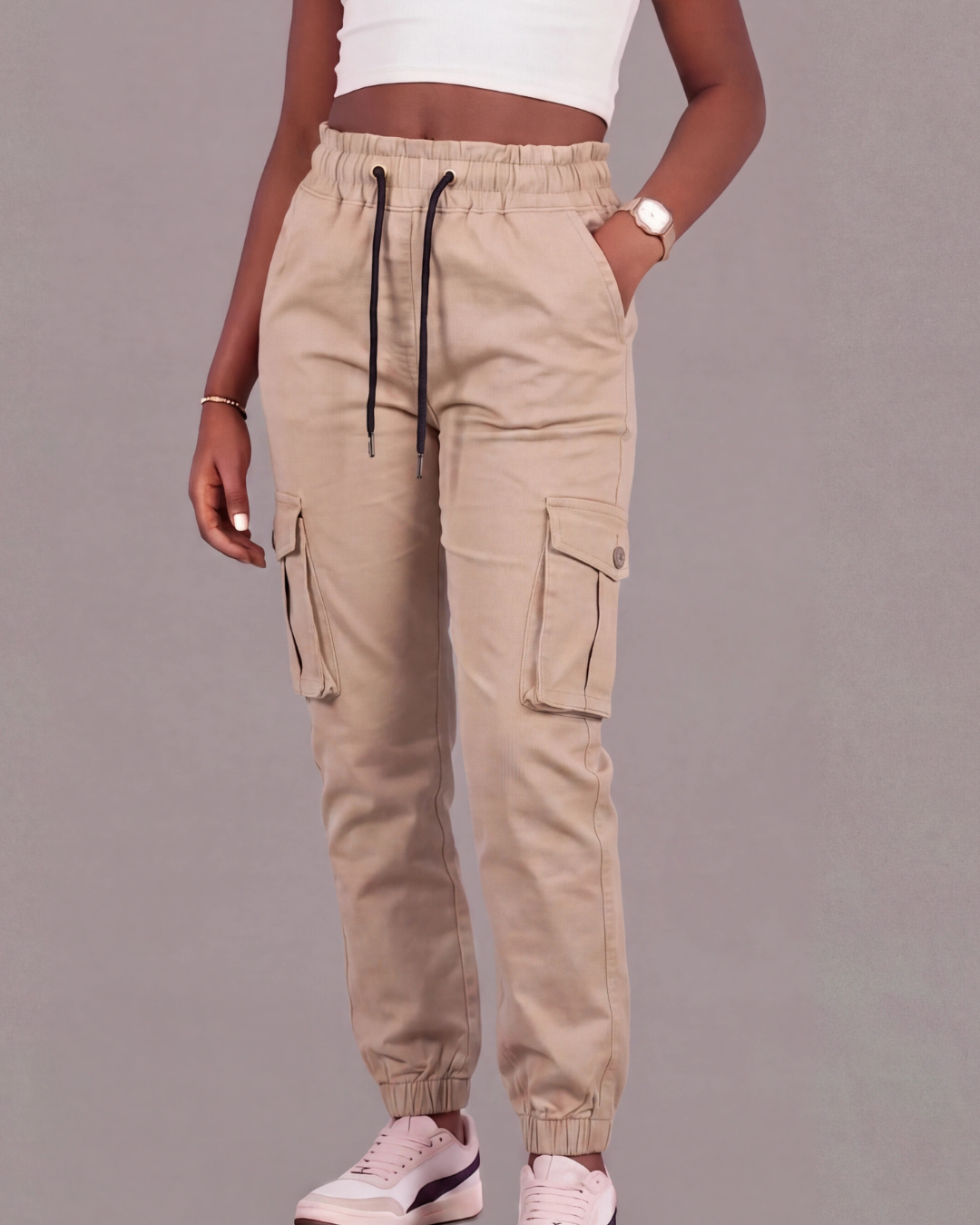 Girls’ Cotton Twill Cargo Pants — Tapered Fit