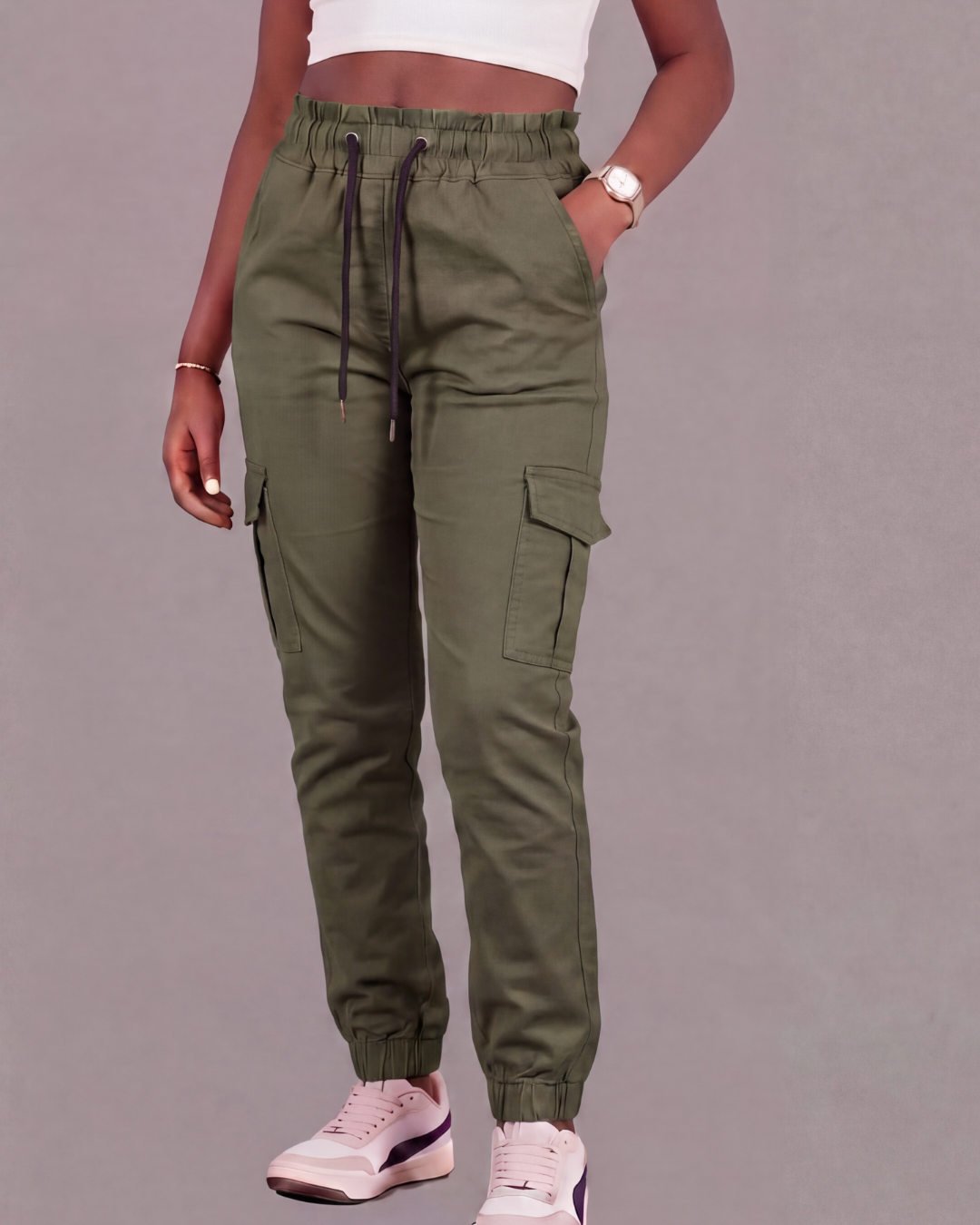 Girls’ Cotton Twill Cargo Pants — Tapered Fit
