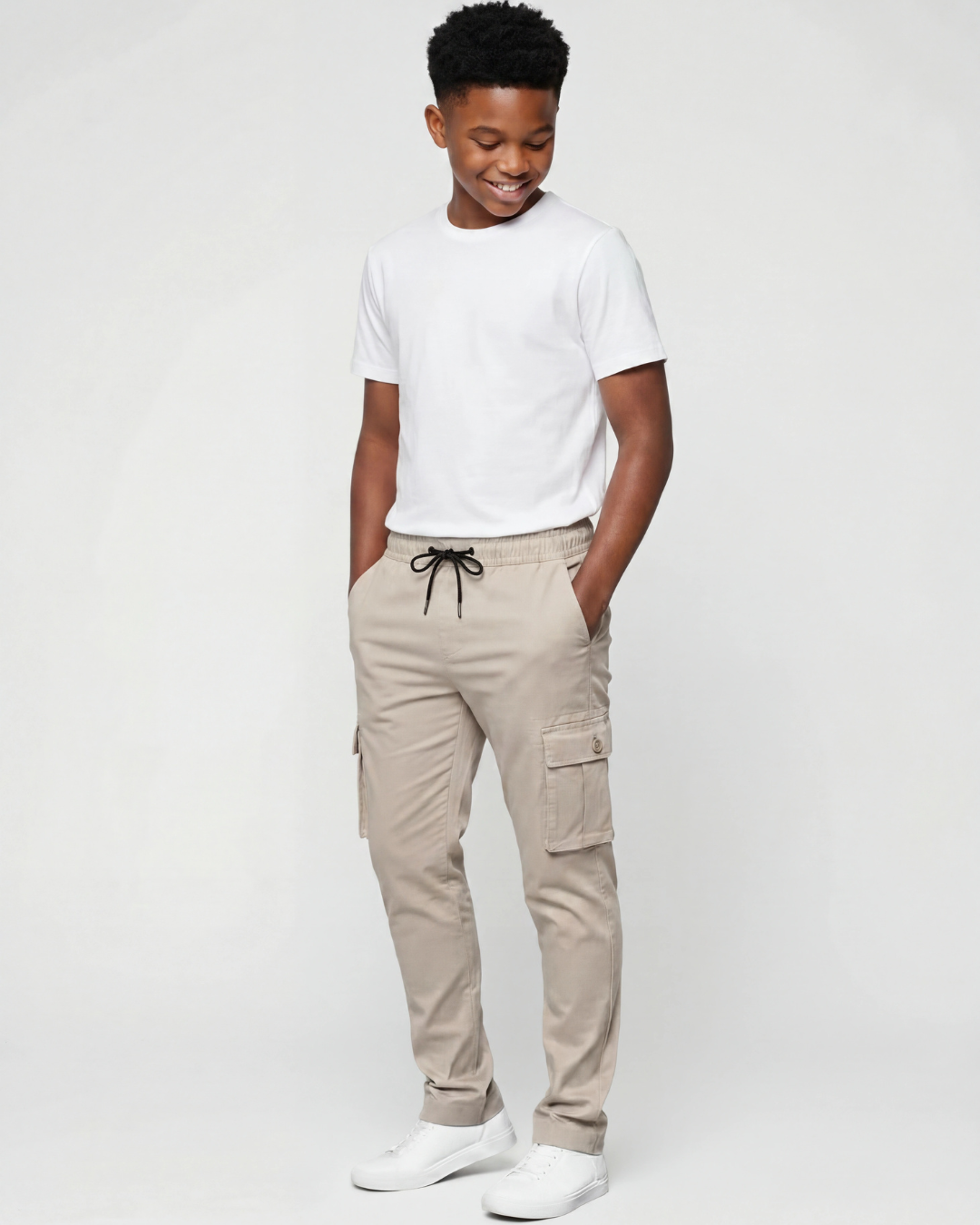 Boys' Cotton Twill Cargo Pants — Tapered Fit