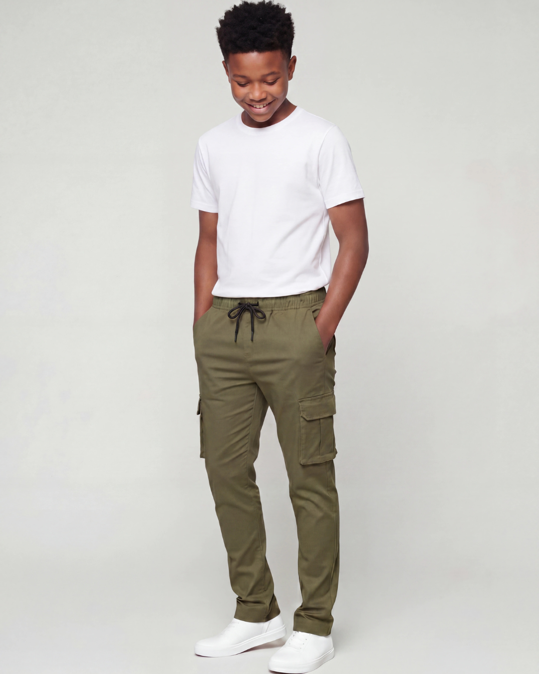 Boys' Cotton Twill Cargo Pants — Tapered Fit