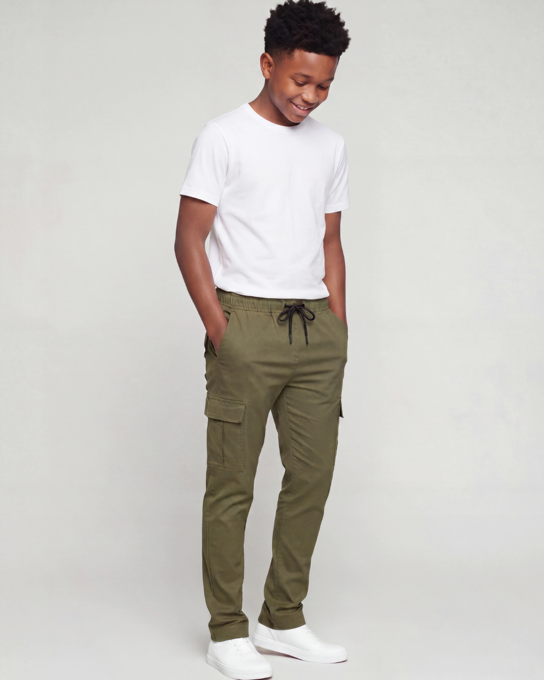 Boys' Cotton Twill Cargo Pants — Tapered Fit
