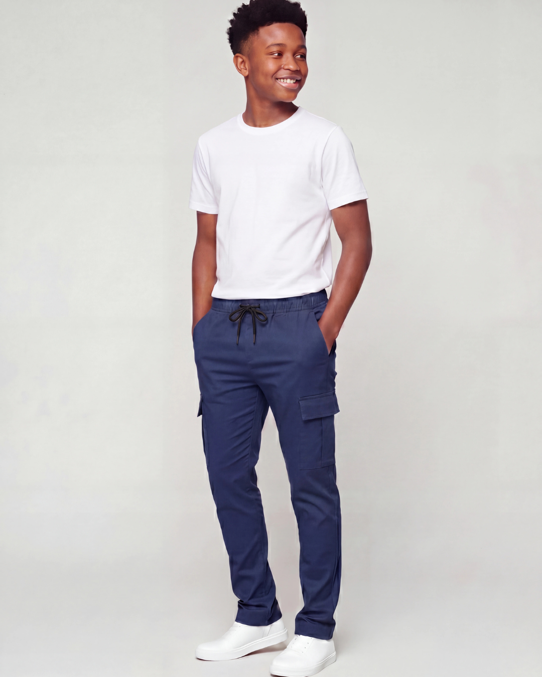 Boys' Cotton Twill Cargo Pants — Tapered Fit
