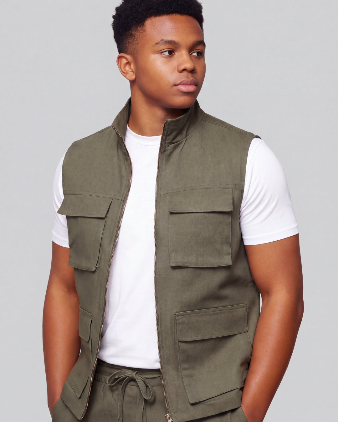 Boys' Cotton Twill Cargo Pants — Tapered Fit + Twill Vest Set