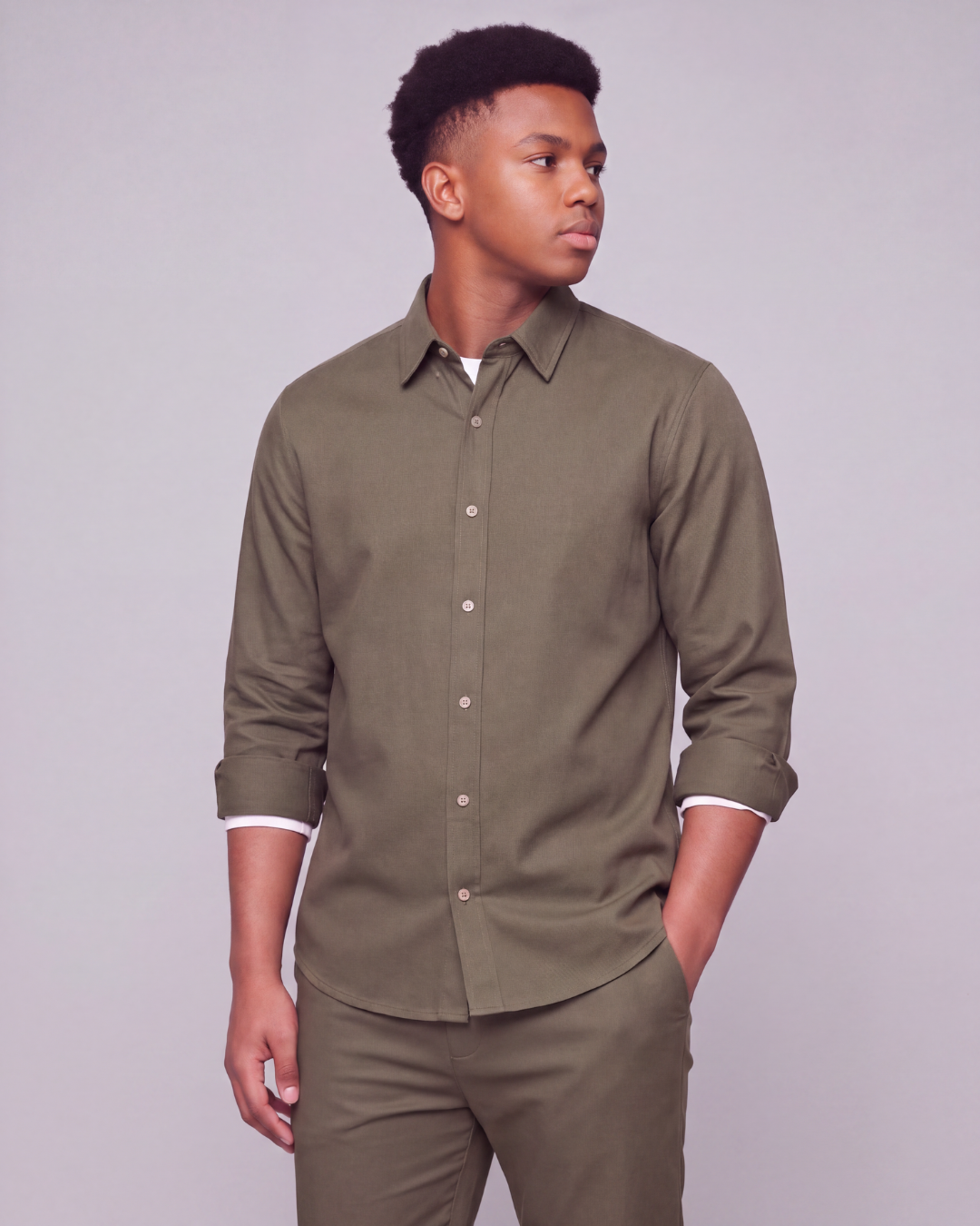 Boys' Classic Chino Pants + Classic Long-Sleeve Overshirt Set
