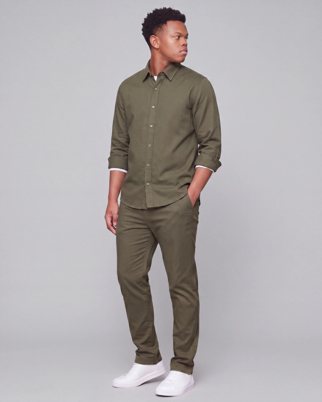 Boys' Classic Chino Pants + Classic Long-Sleeve Overshirt Set