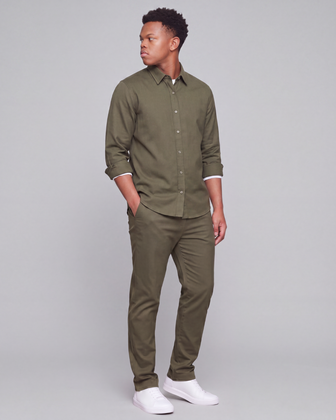 Boys' Classic Chino Pants + Classic Long-Sleeve Overshirt Set