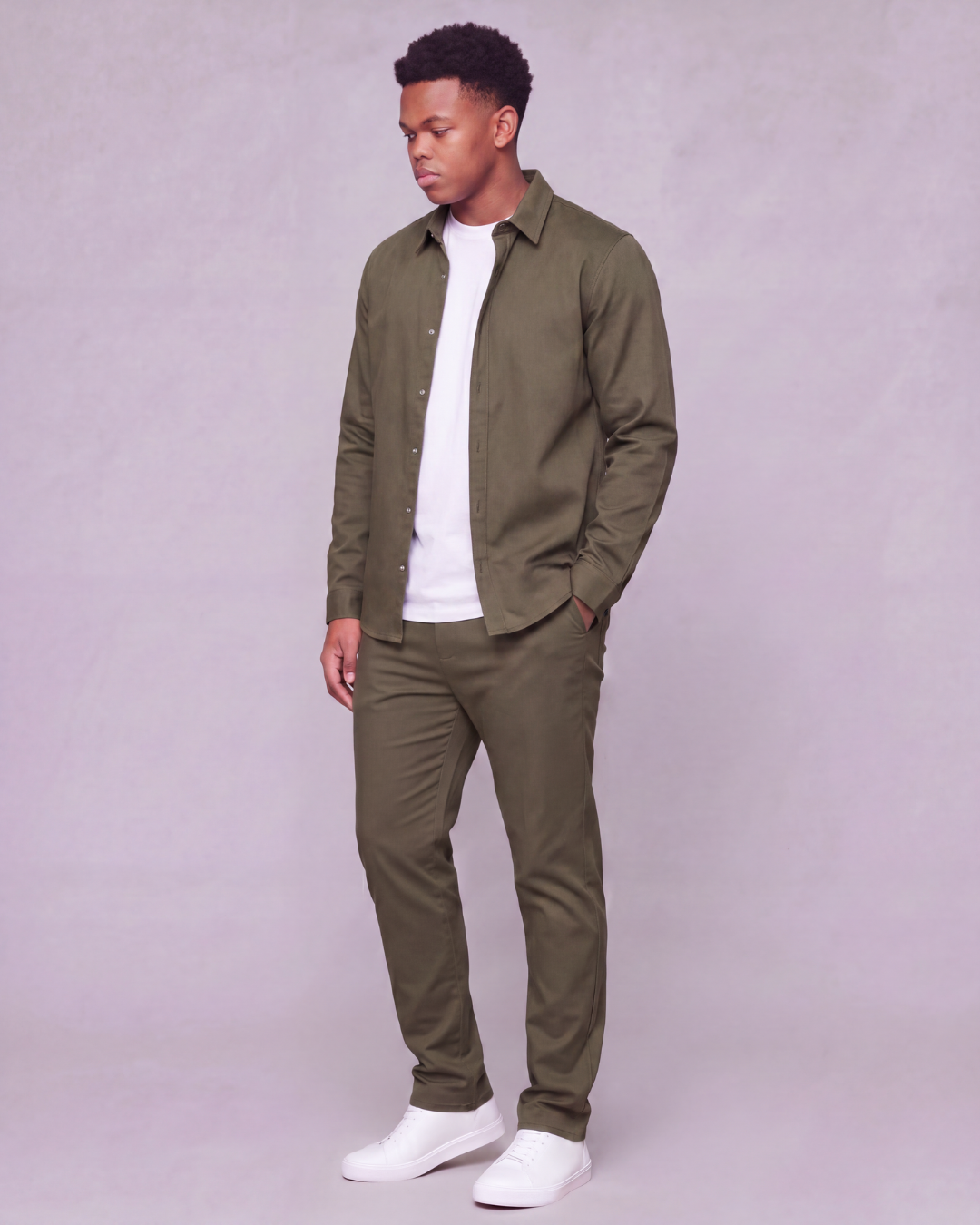 Boys' Classic Chino Pants + Classic Long-Sleeve Overshirt Set