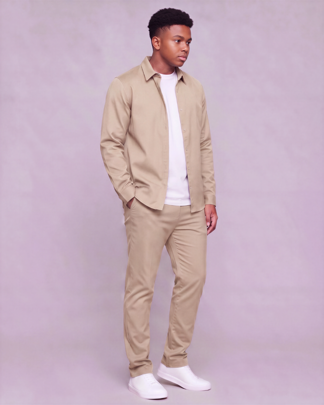 Boys' Classic Chino Pants + Classic Long-Sleeve Overshirt Set