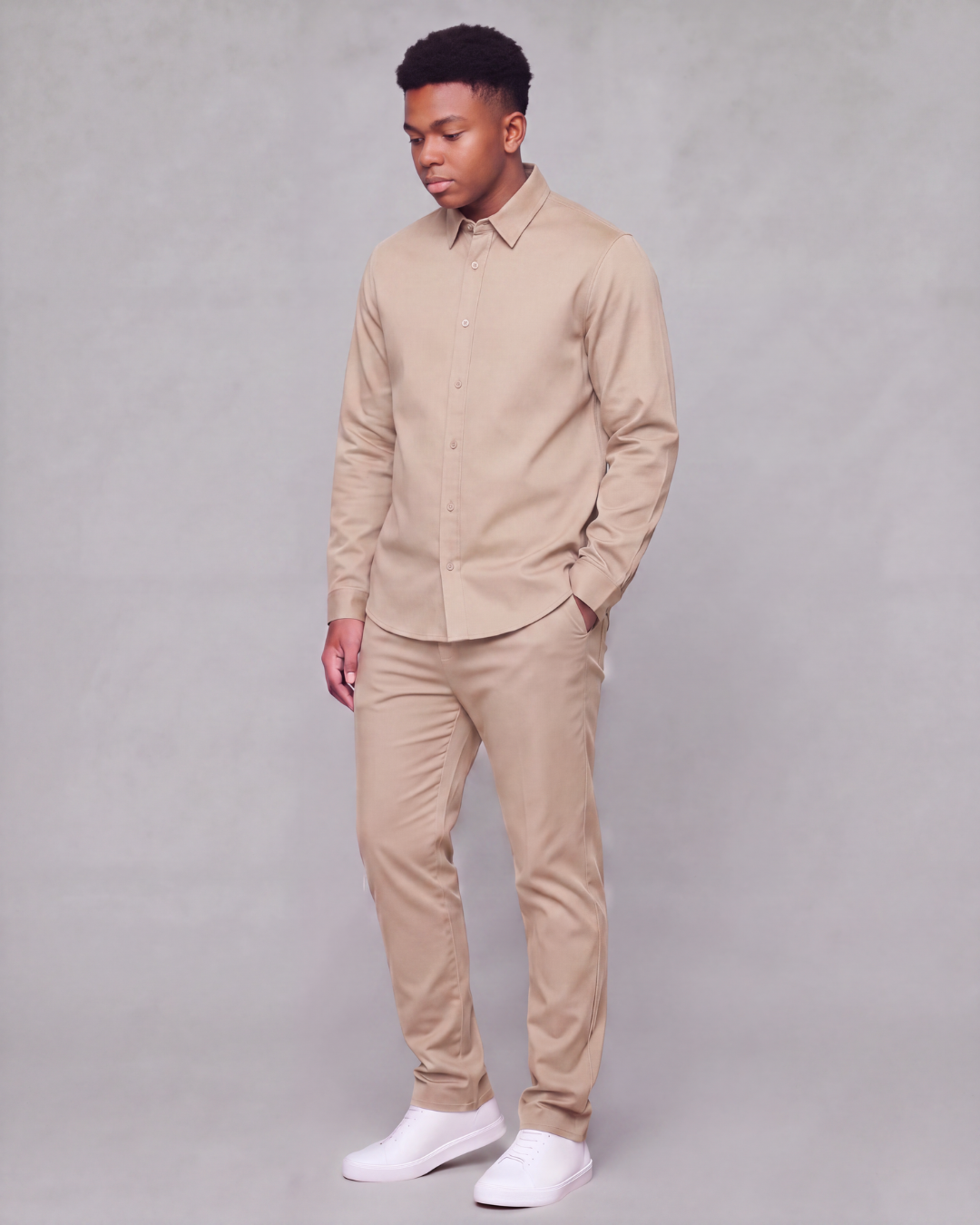 Boys' Classic Chino Pants + Classic Long-Sleeve Overshirt Set