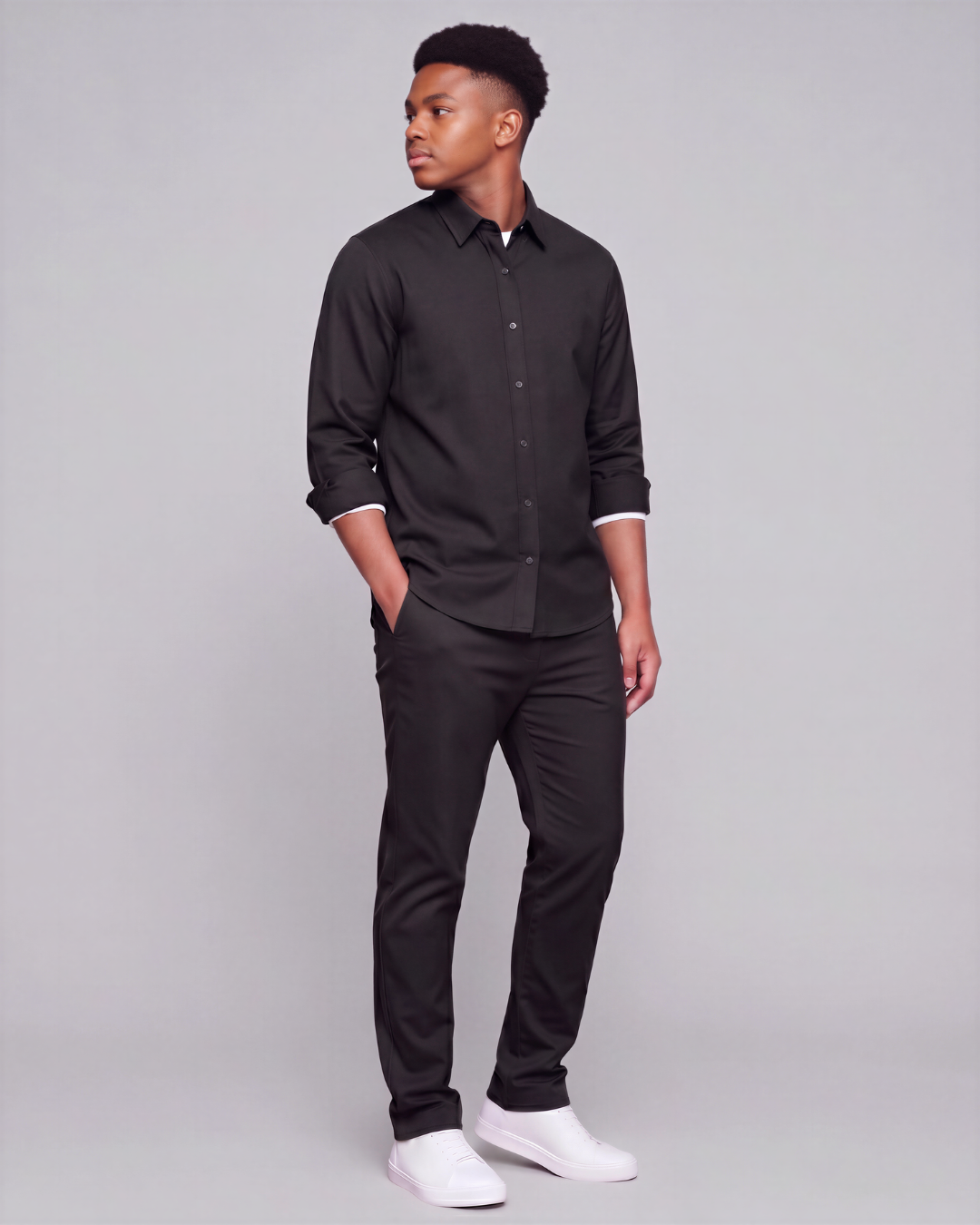 Boys' Classic Chino Pants + Classic Long-Sleeve Overshirt Set