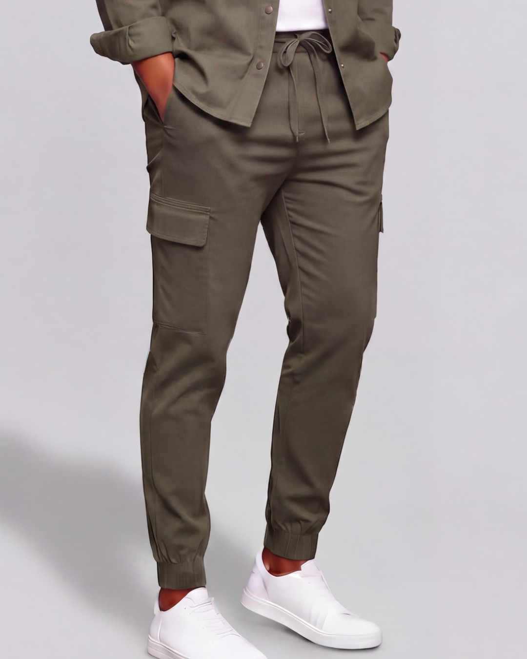 Boys' Cotton Twill Cargo Pants — Tapered Fit + Long-Line Overshirt Set
