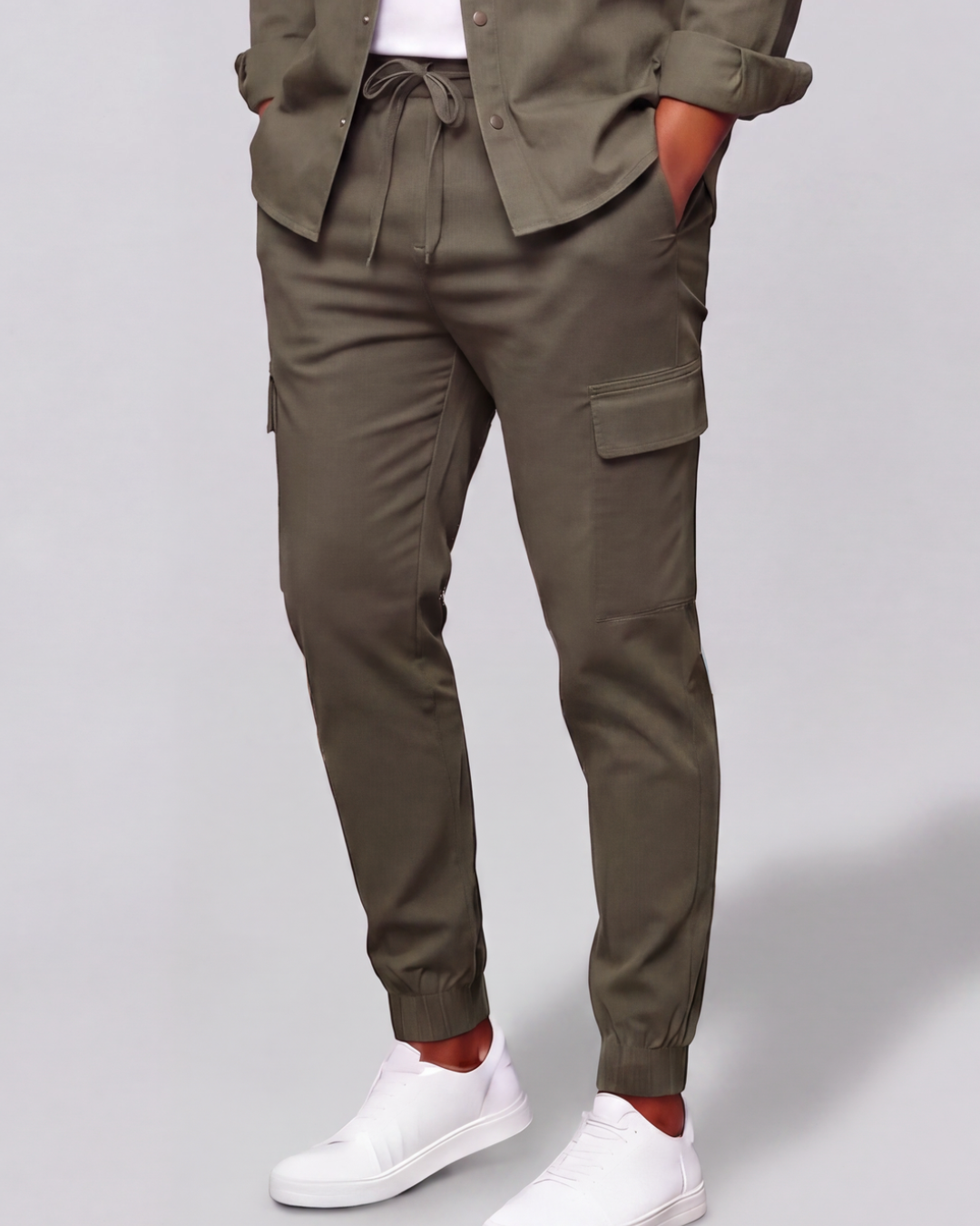Boys' Cotton Twill Cargo Pants — Tapered Fit + Long-Line Overshirt Set