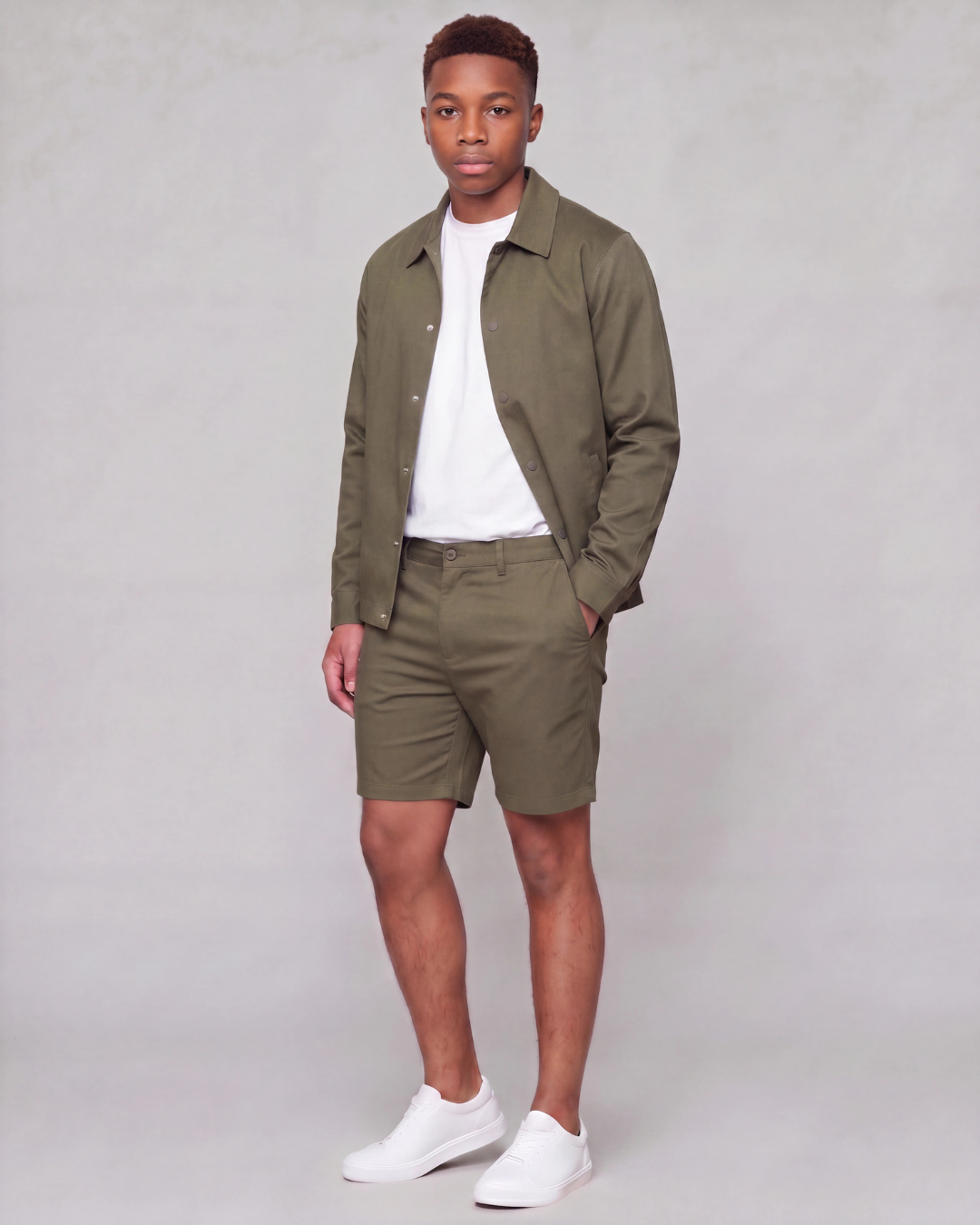 Boys' Classic Chino Shorts + Coach Jacket Set