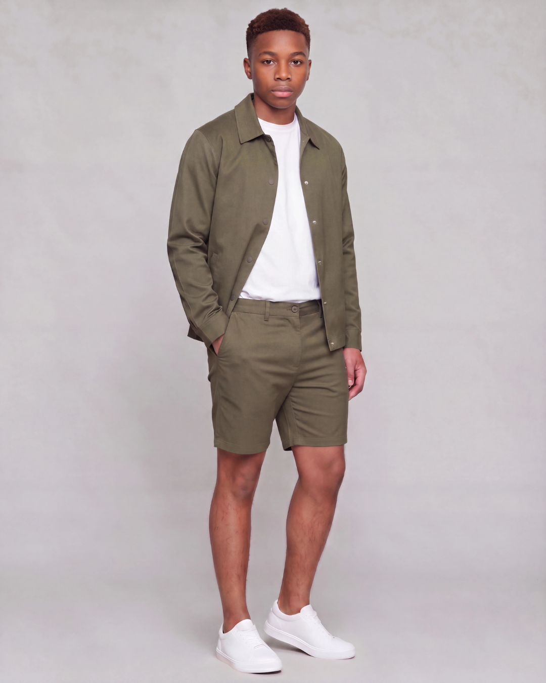 Boys' Classic Chino Shorts + Coach Jacket Set