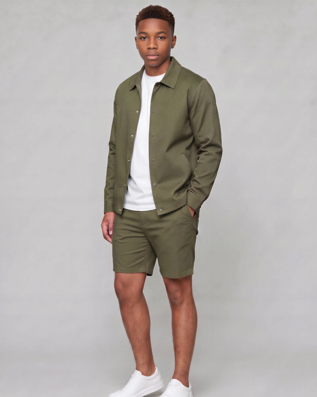 Boys' Classic Chino Shorts + Coach Jacket Set