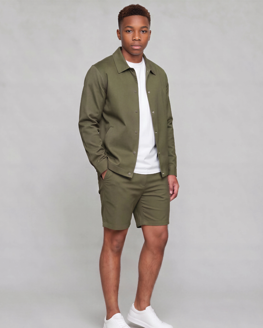 Boys' Classic Chino Shorts + Coach Jacket Set