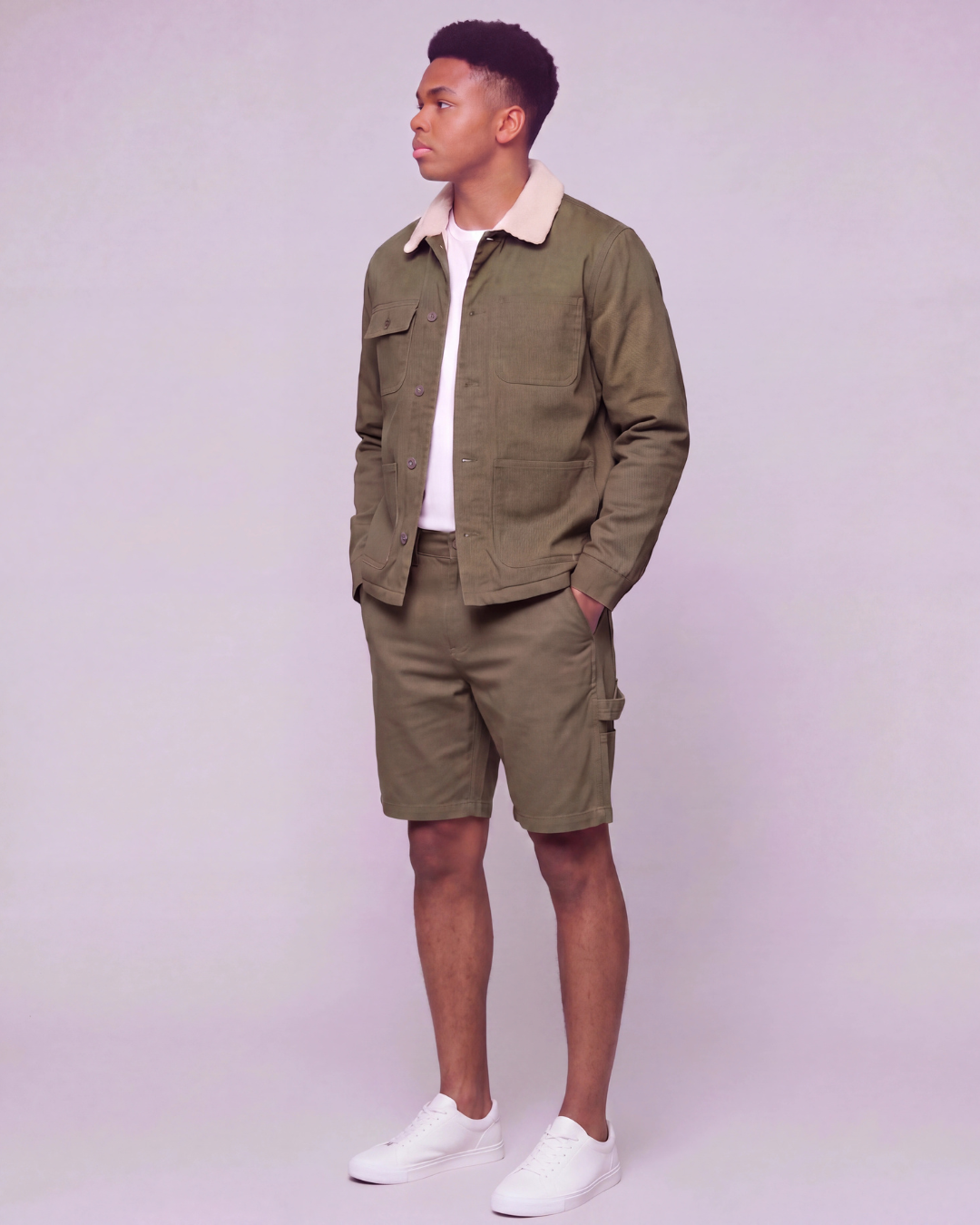 Boys' Carpenter Utility Shorts + Sherpa-Lined Chore Jacket Set