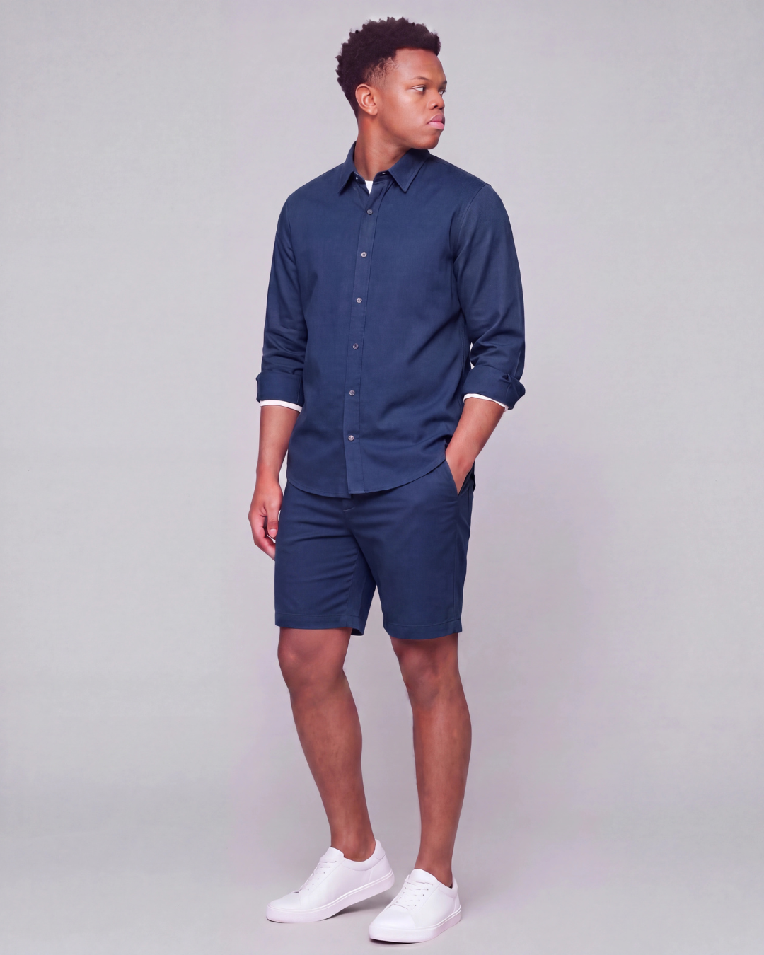 Boys' Classic Chino Shorts + Classic Long-Sleeve Overshirt Set
