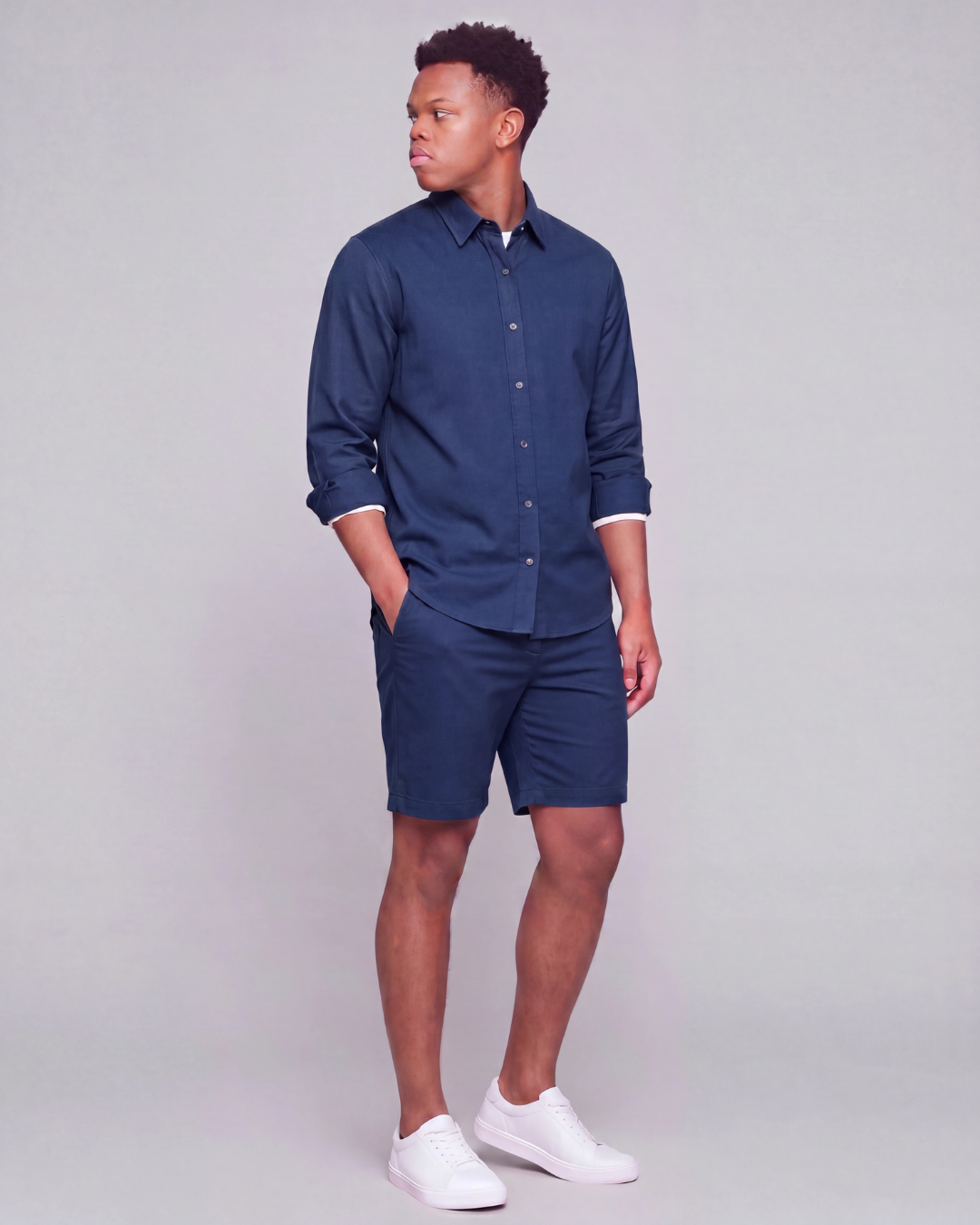 Boys' Classic Chino Shorts + Classic Long-Sleeve Overshirt Set