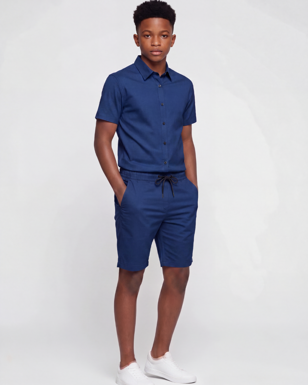 Boys' Drawstring Chino Shorts + Short-Sleeve Overshirt Set