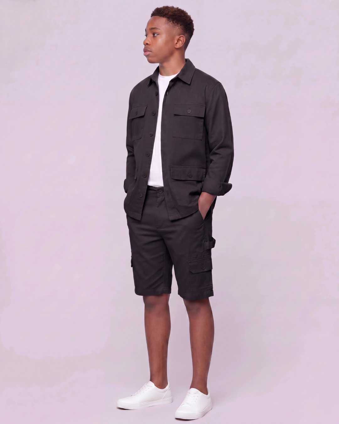 Boys' Carpenter Utility Shorts + Four-Pocket Utility Overshirt Set
