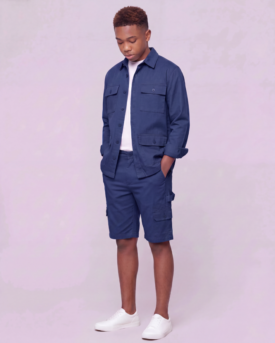 Boys' Carpenter Utility Shorts + Four-Pocket Utility Overshirt Set