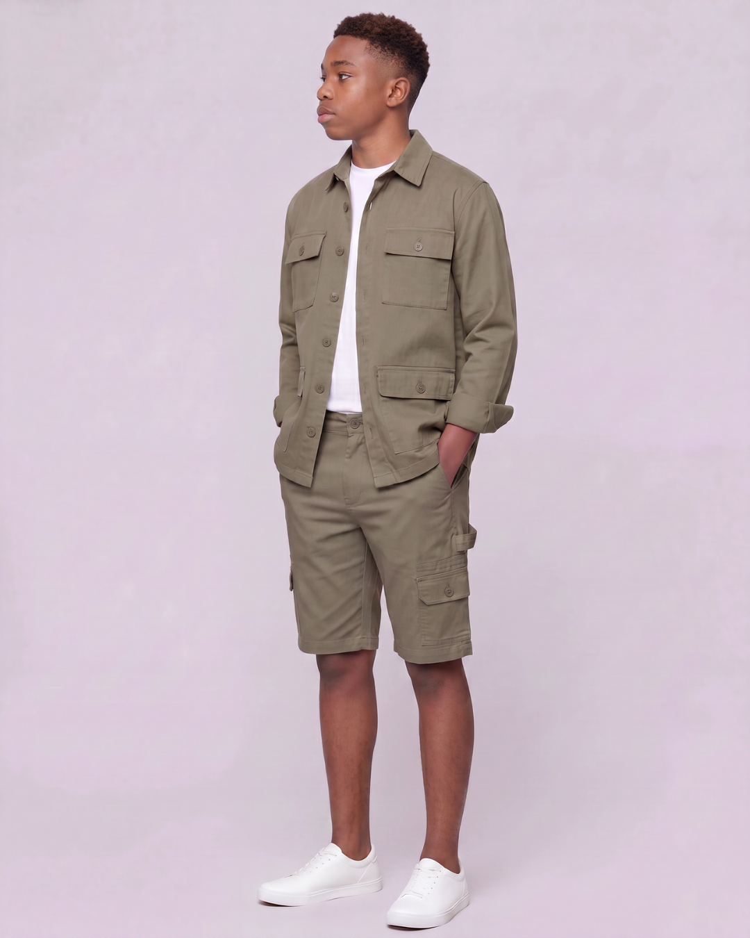 Boys' Carpenter Utility Shorts + Four-Pocket Utility Overshirt Set