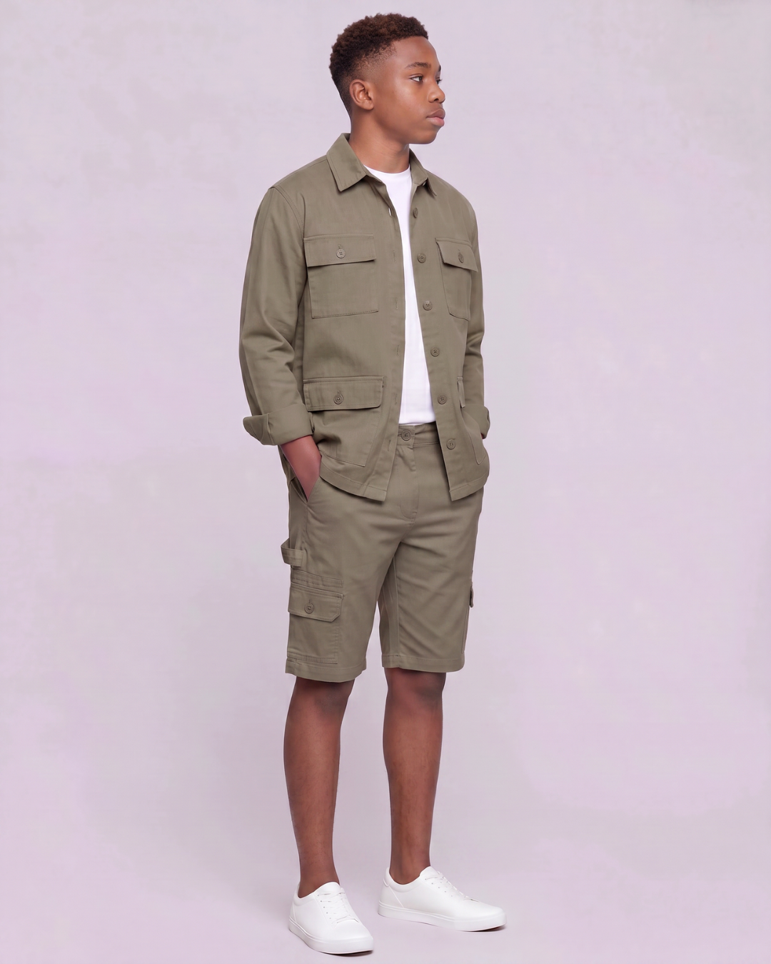 Boys' Carpenter Utility Shorts + Four-Pocket Utility Overshirt Set