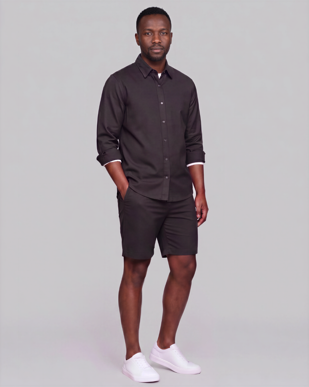 Men's Classic Chino Shorts + Classic Long-Sleeve Overshirt Set