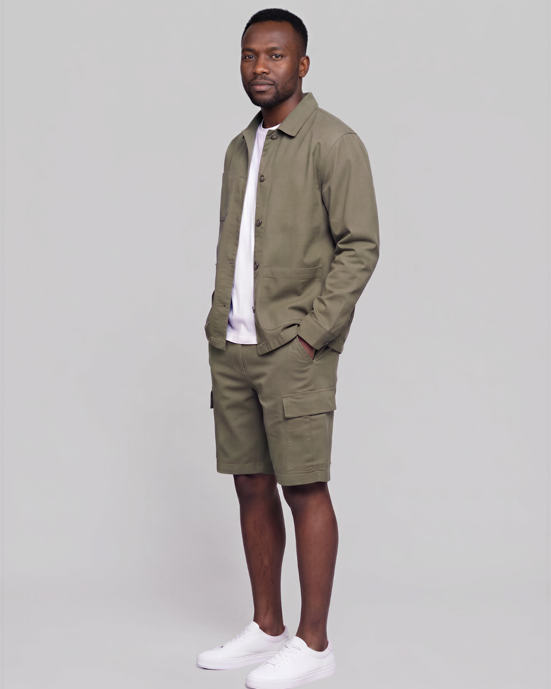 Men's Relaxed Cargo Shorts + Chore Jacket Set