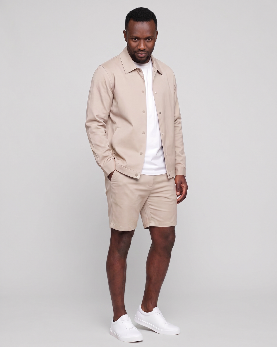 Men's Classic Chino Shorts + Coach Jacket Set