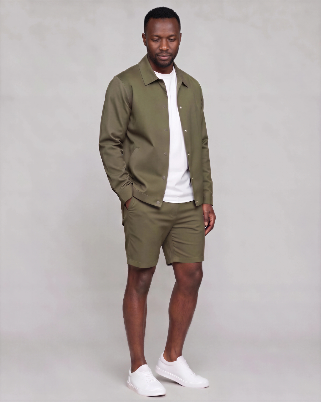 Men's Classic Chino Shorts + Coach Jacket Set