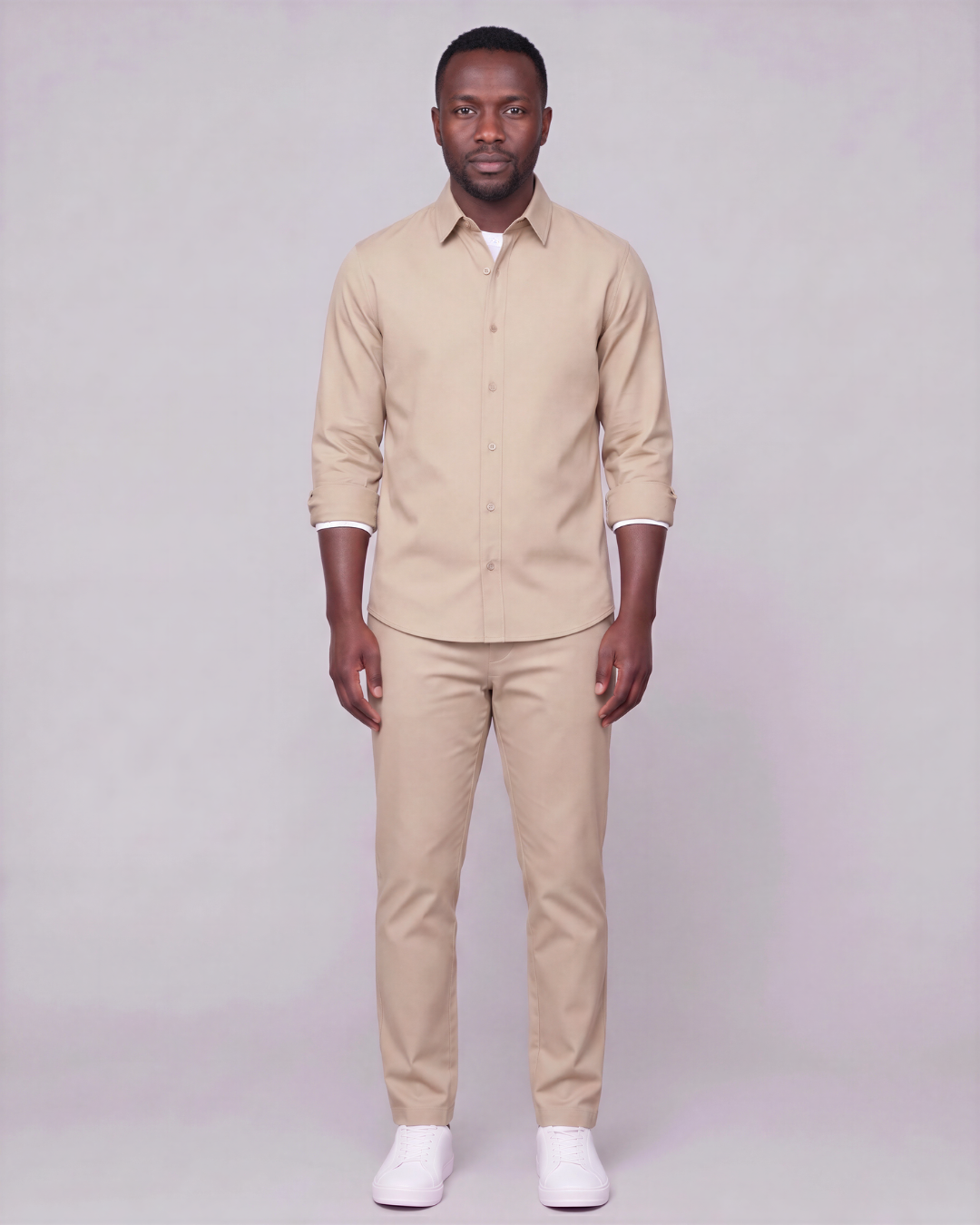 Men's Classic Chino Pants + Classic Long-Sleeve Overshirt Set