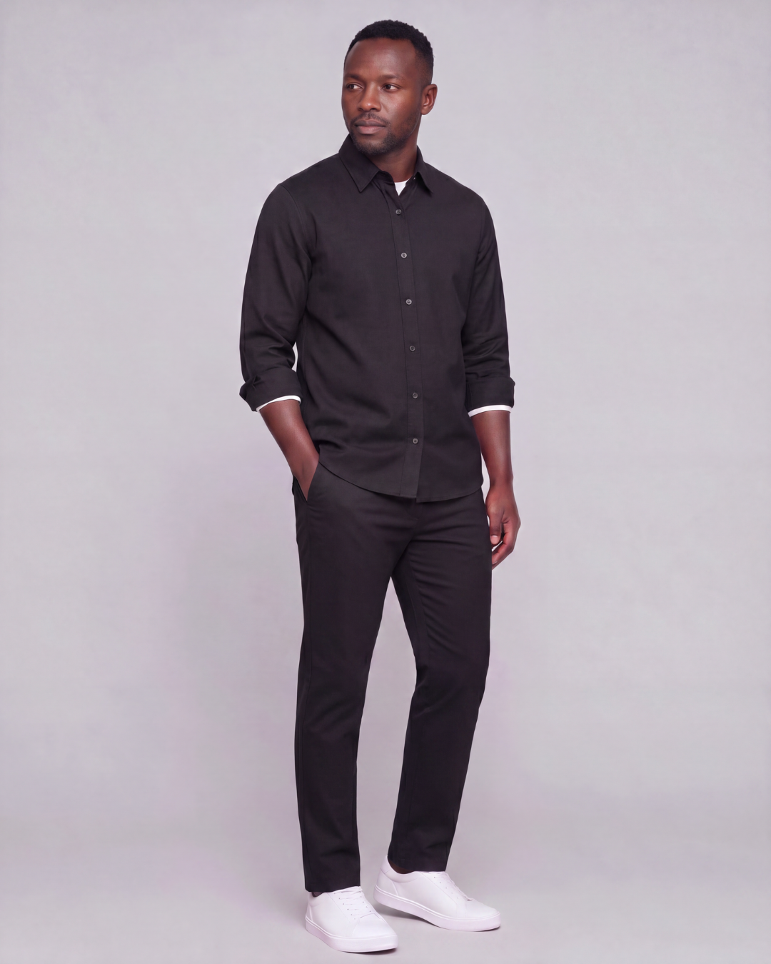 Men's Classic Chino Pants + Classic Long-Sleeve Overshirt Set