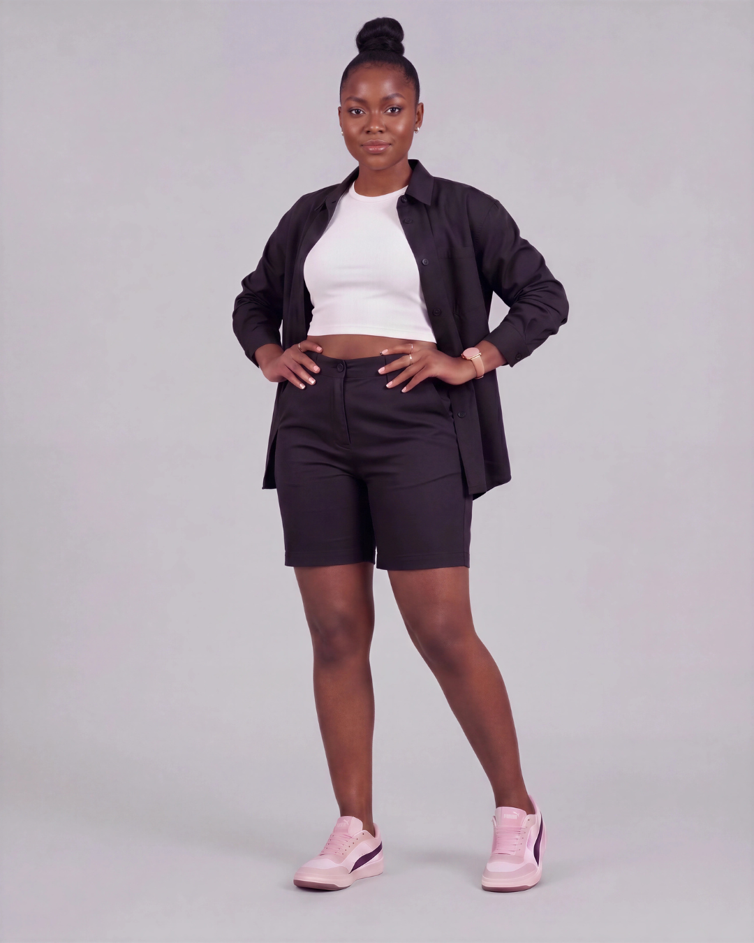 Women's Classic Chino Shorts + Classic Long-Sleeve Overshirt Set