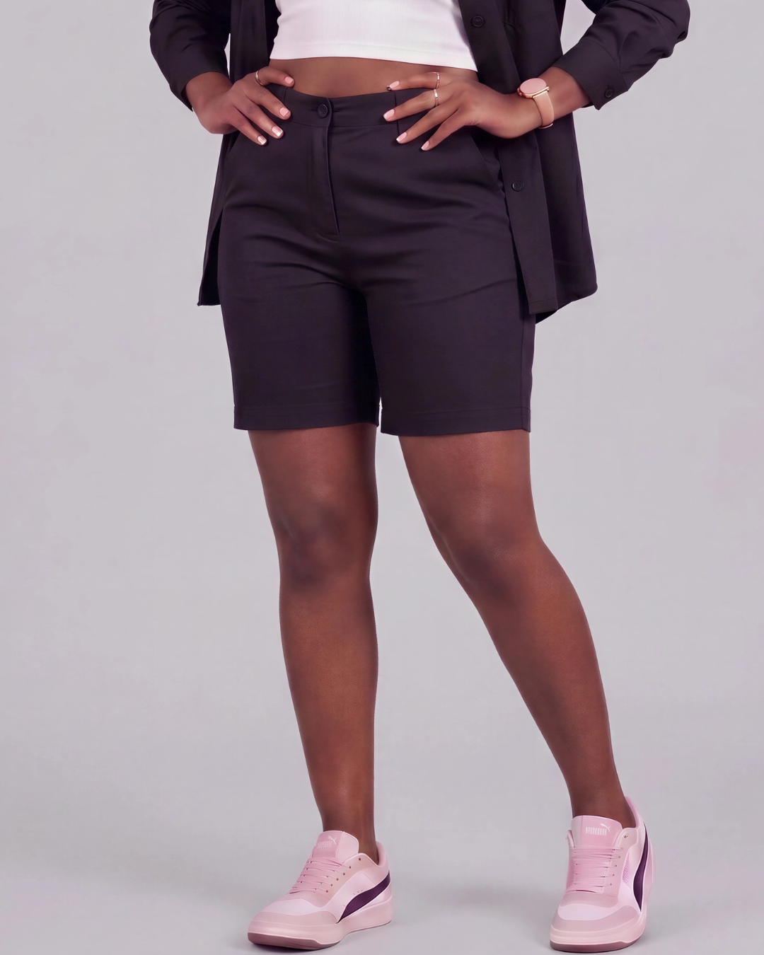 Women's Classic Chino Shorts + Classic Long-Sleeve Overshirt Set
