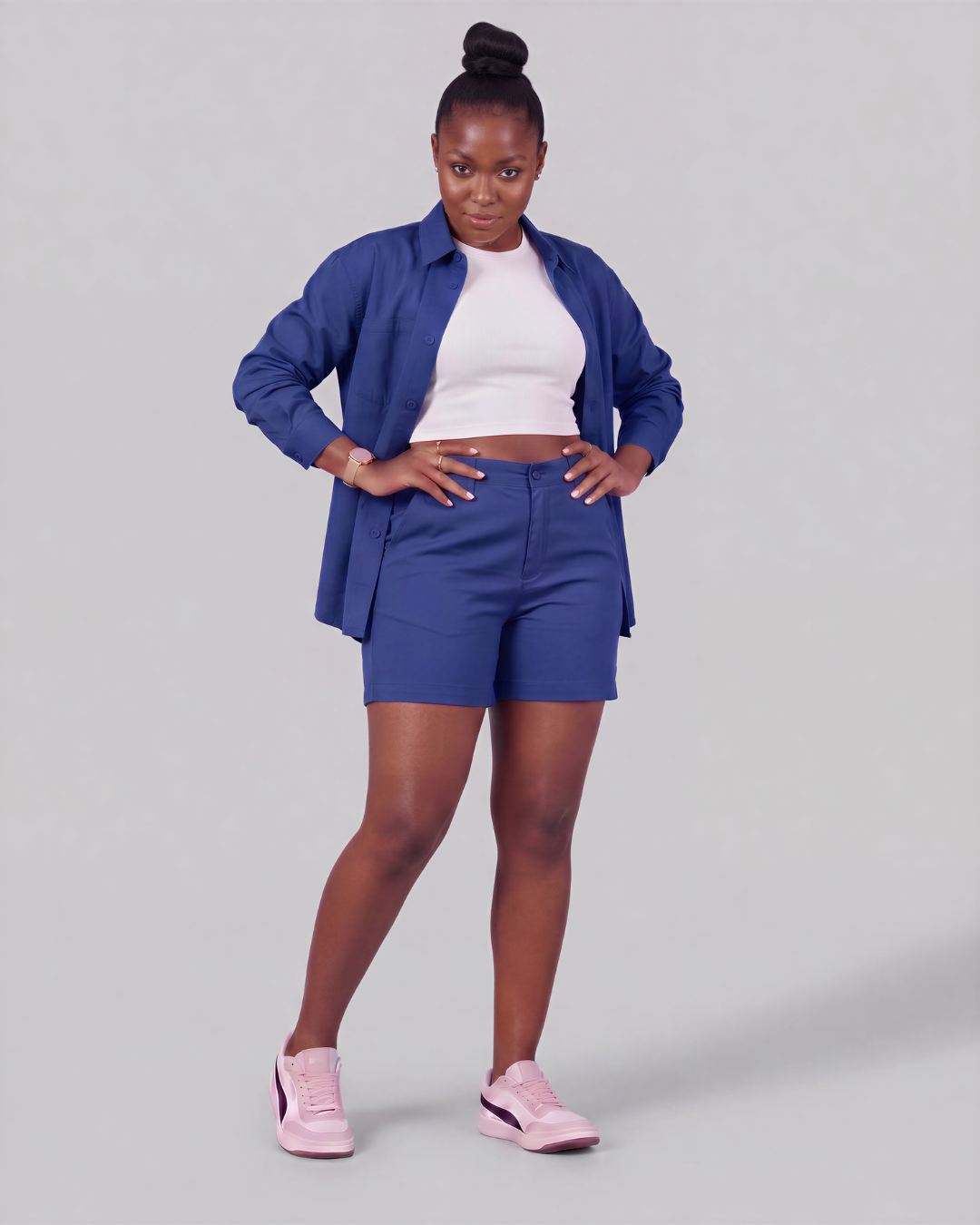 Women's Classic Chino Shorts + Classic Long-Sleeve Overshirt Set