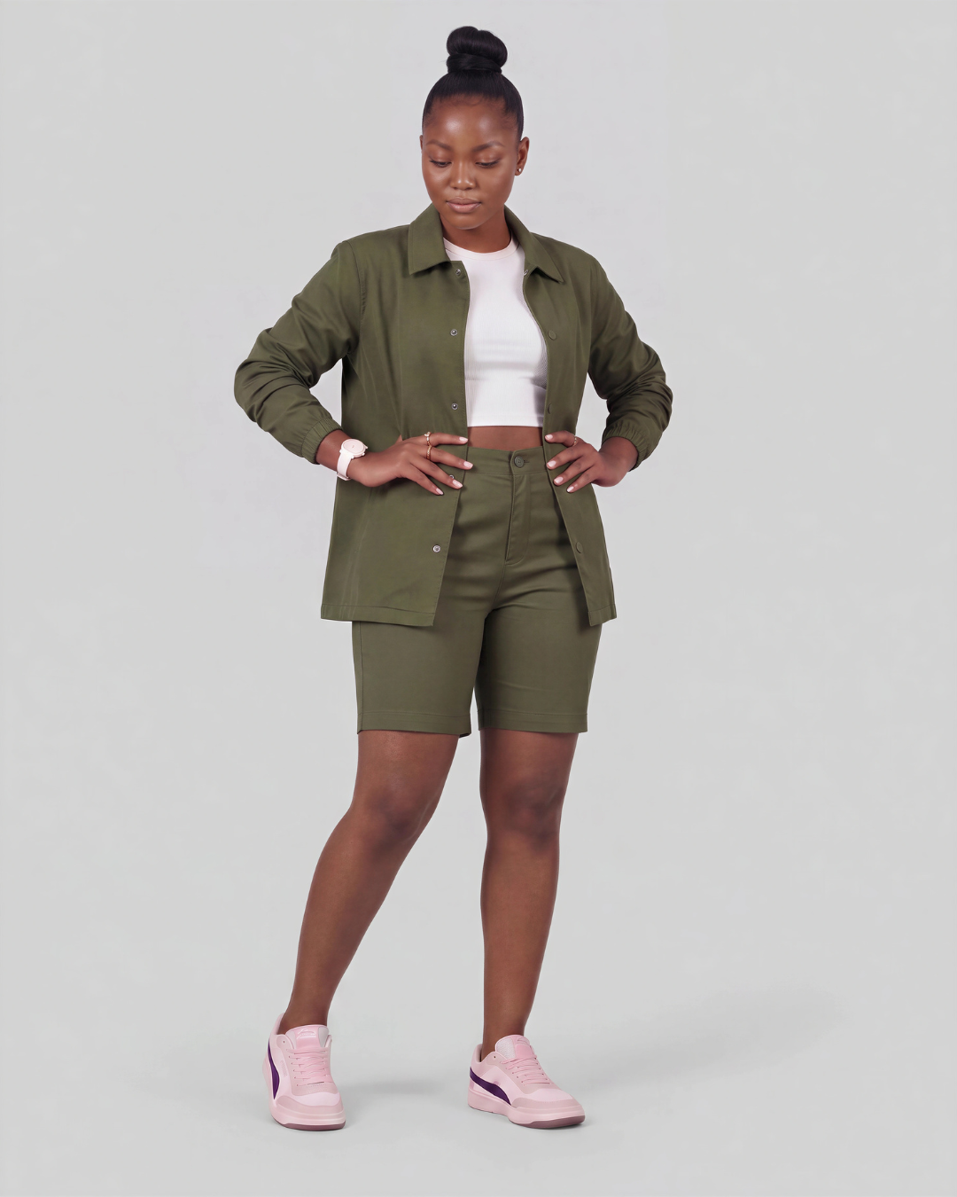 Women's Classic Chino Shorts + Classic Long-Sleeve Overshirt Set