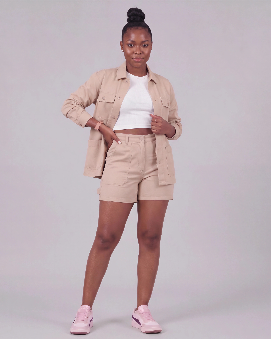 Women's Carpenter Utility Shorts + Four-Pocket Utility Overshirt Set