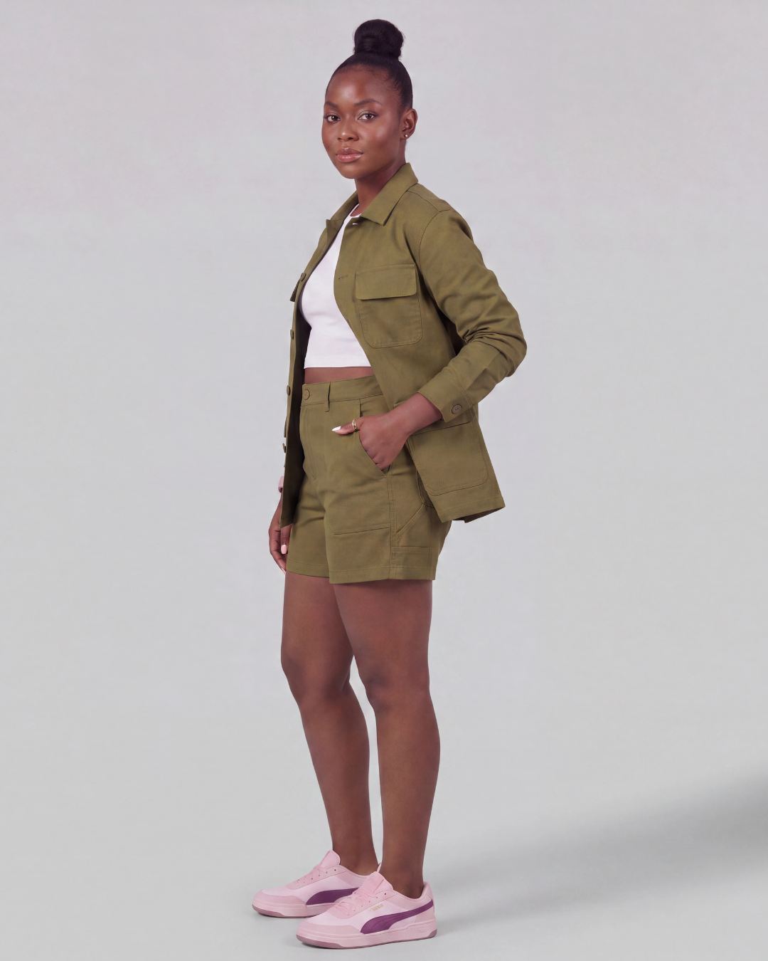 Women's Carpenter Utility Shorts + Four-Pocket Utility Overshirt Set