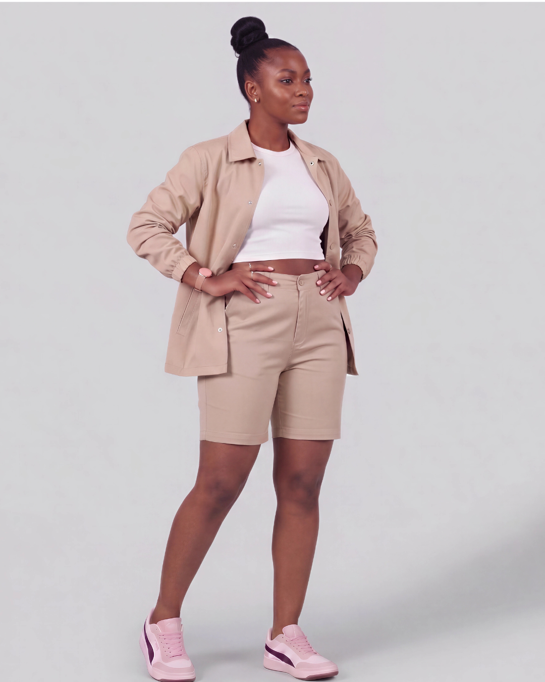 Women's Classic Chino Shorts + Coach Jacket Set