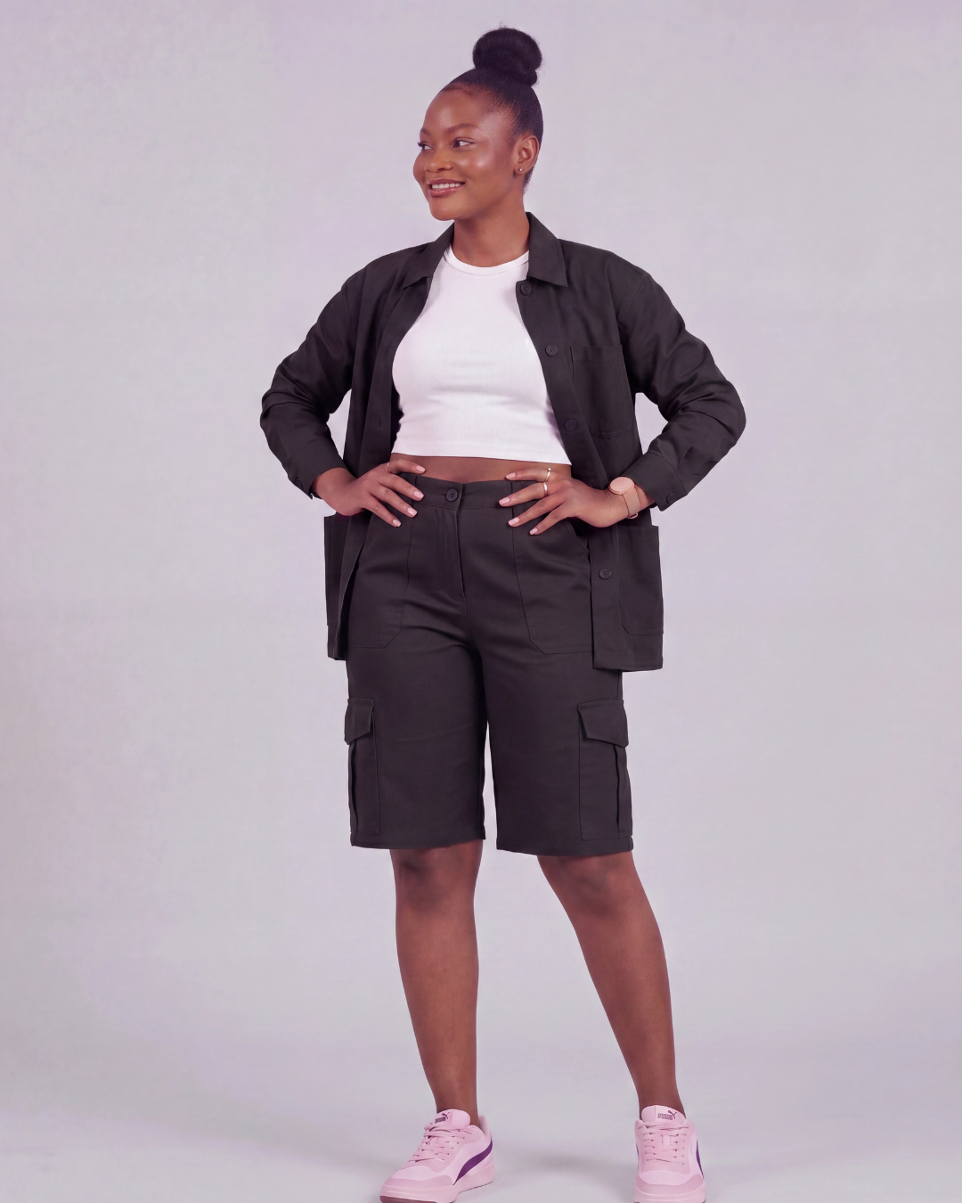 Women's Relaxed Cargo Shorts + Chore Jacket Set