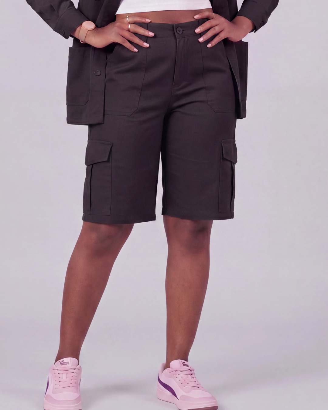 Women's Relaxed Cargo Shorts + Chore Jacket Set