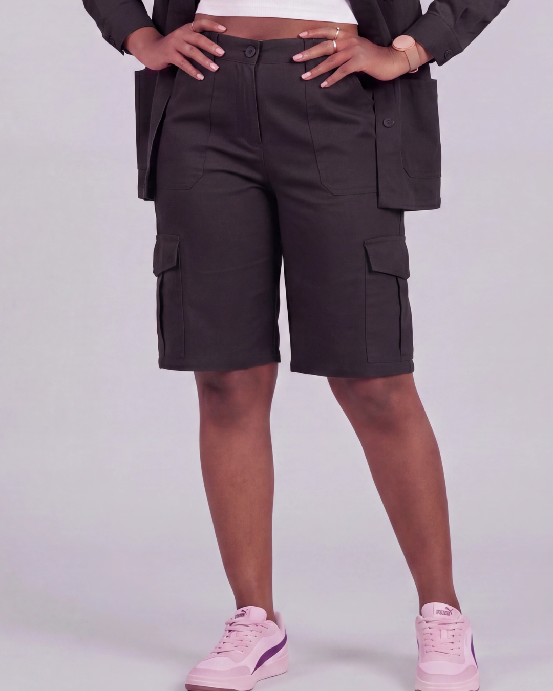 Women's Relaxed Cargo Shorts + Chore Jacket Set
