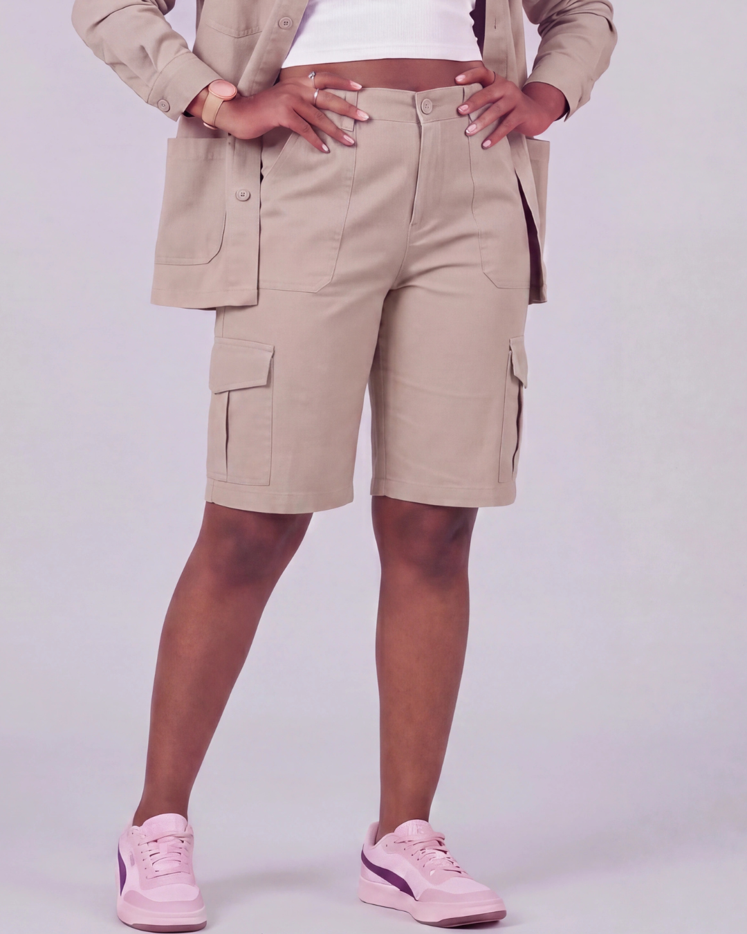 Women's Relaxed Cargo Shorts + Chore Jacket Set