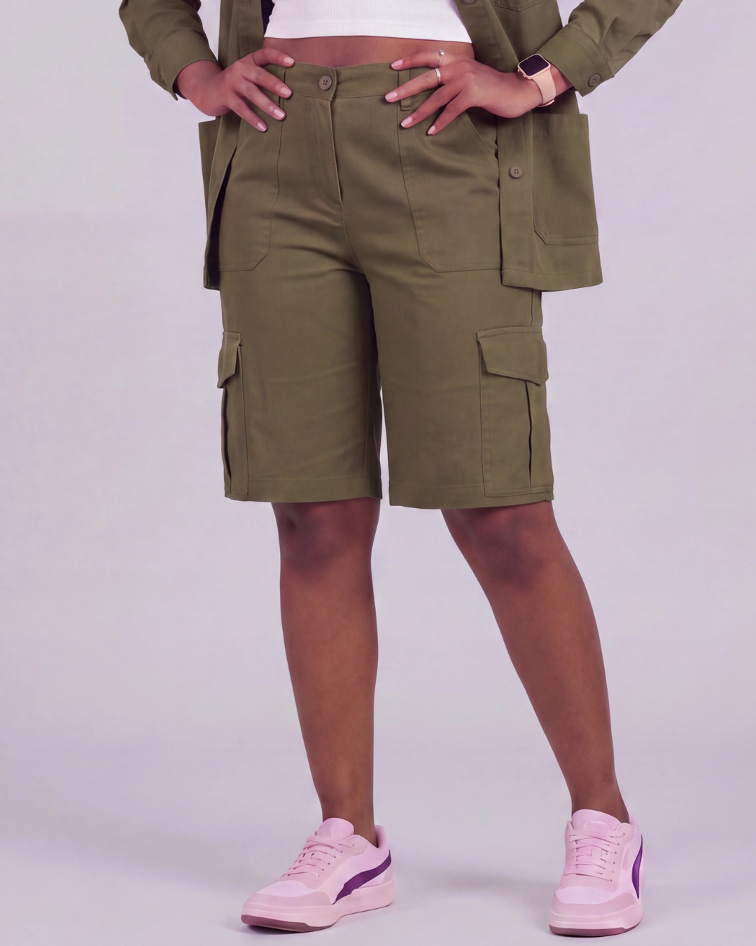 Women's Relaxed Cargo Shorts + Chore Jacket Set