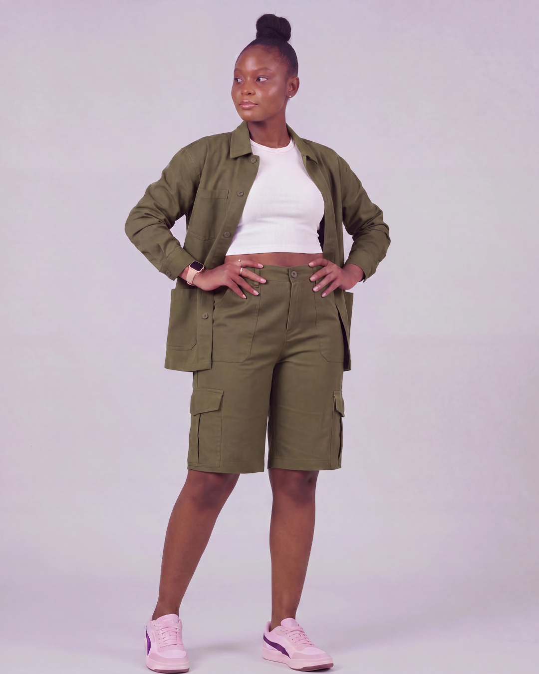 Women's Relaxed Cargo Shorts + Chore Jacket Set