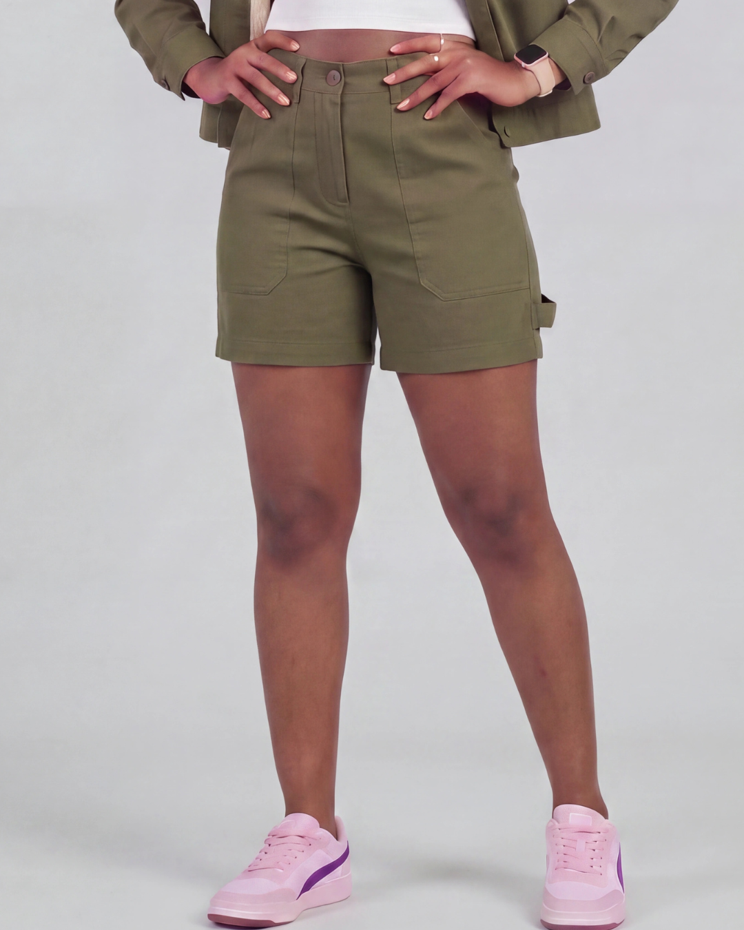 Women's Carpenter Utility Shorts + Sherpa-Lined Chore Jacket Set
